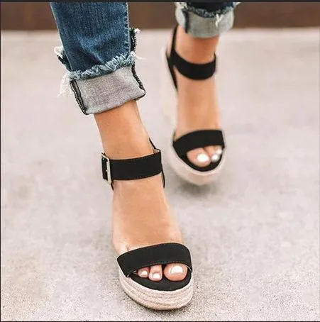 Women High Platform Heels Cozy Shoes Open Toe Elevator Wedge Sandal