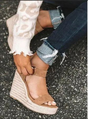 Women High Platform Heels Cozy Shoes Open Toe Elevator Wedge Sandal