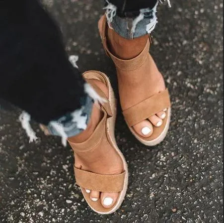 Women High Platform Heels Cozy Shoes Open Toe Elevator Wedge Sandal