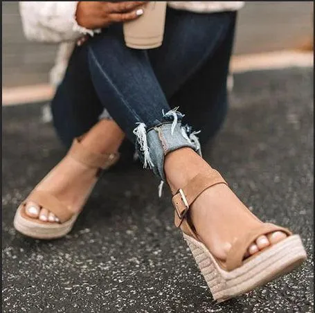 Women High Platform Heels Cozy Shoes Open Toe Elevator Wedge Sandal