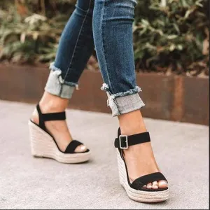 Women High Platform Heels Cozy Shoes Open Toe Elevator Wedge Sandal