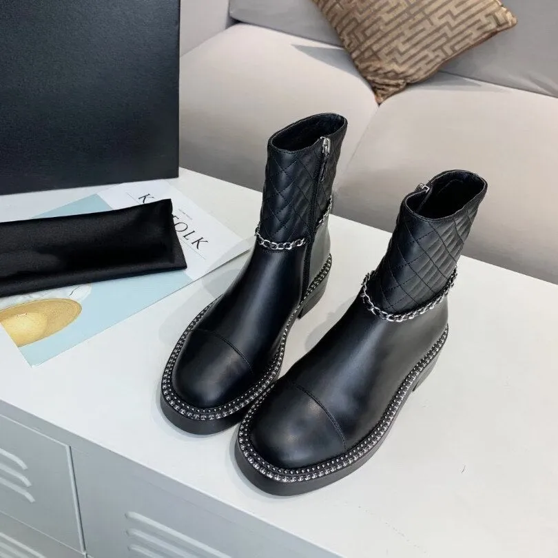 Women Riding Winter Genuine Leather Platform Short Boots