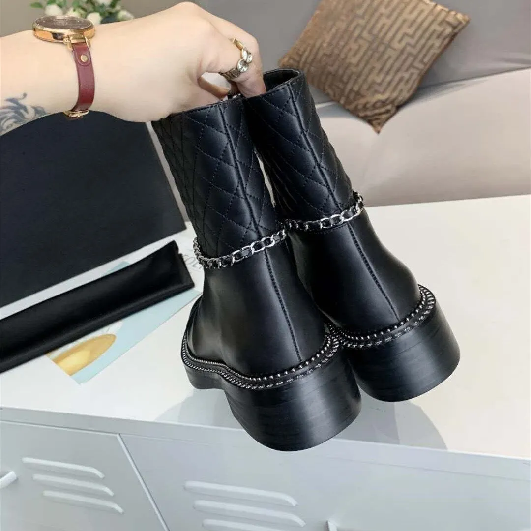 Women Riding Winter Genuine Leather Platform Short Boots
