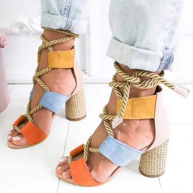 Women Sandals Lace Up  Shoes Woman Heels Sandals