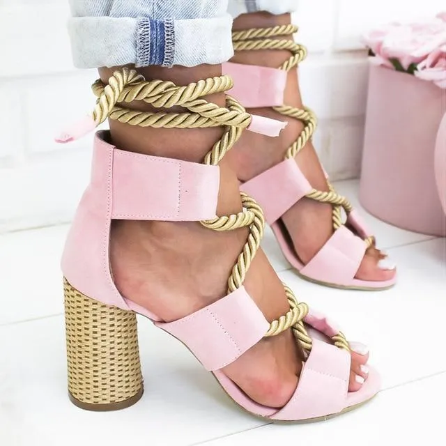 Women Sandals Lace Up  Shoes Woman Heels Sandals