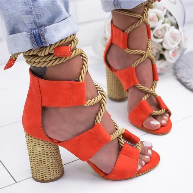 Women Sandals Lace Up  Shoes Woman Heels Sandals