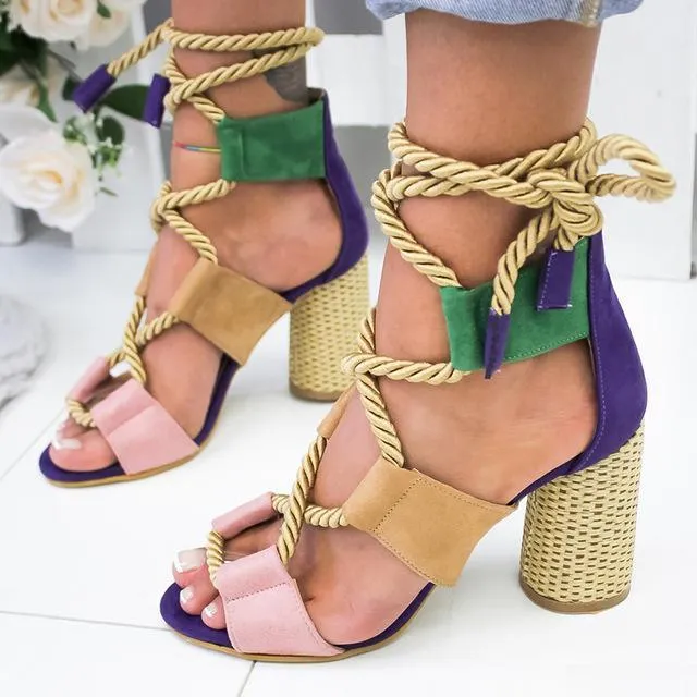 Women Sandals Lace Up  Shoes Woman Heels Sandals