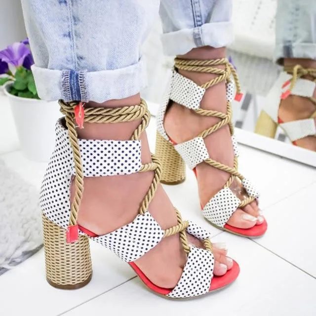Women Sandals Lace Up  Shoes Woman Heels Sandals