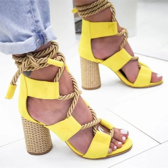 Women Sandals Lace Up  Shoes Woman Heels Sandals