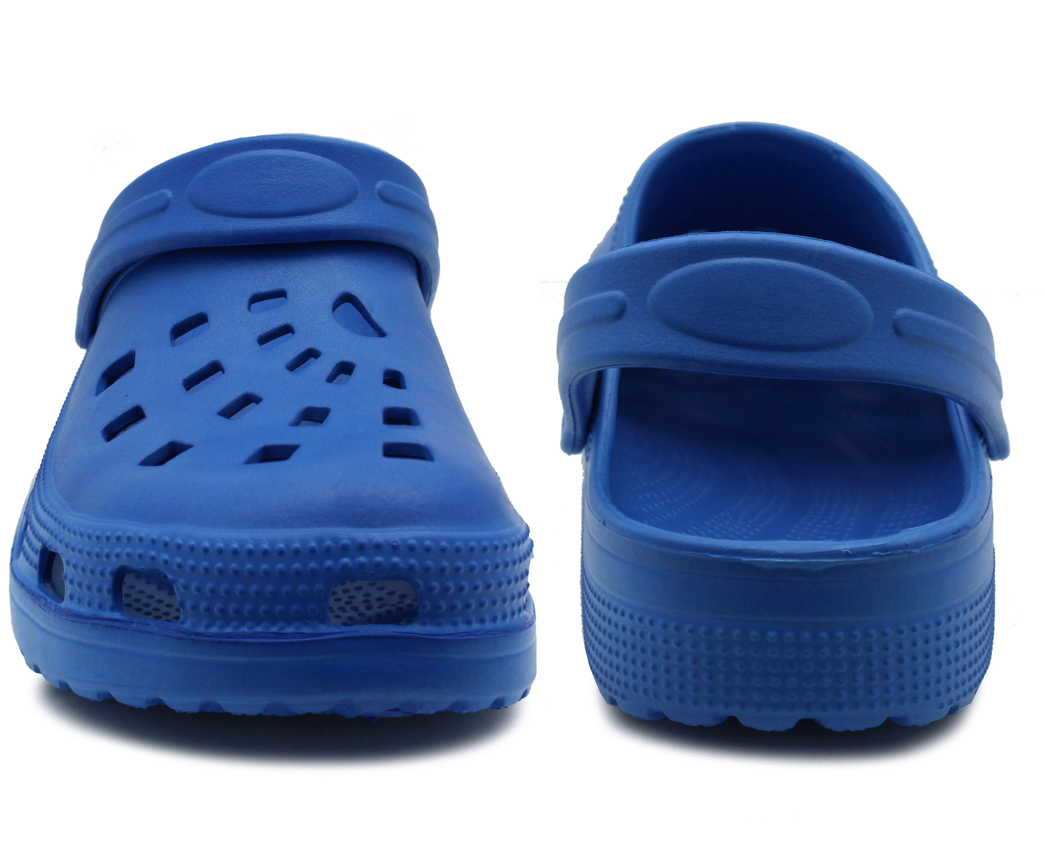 Womens Lightweight Blue EVA Clogs Slip On Breathable Adjustable Strap Garden Beach Hospital Nurse Kitchen Water Shoes Sandals