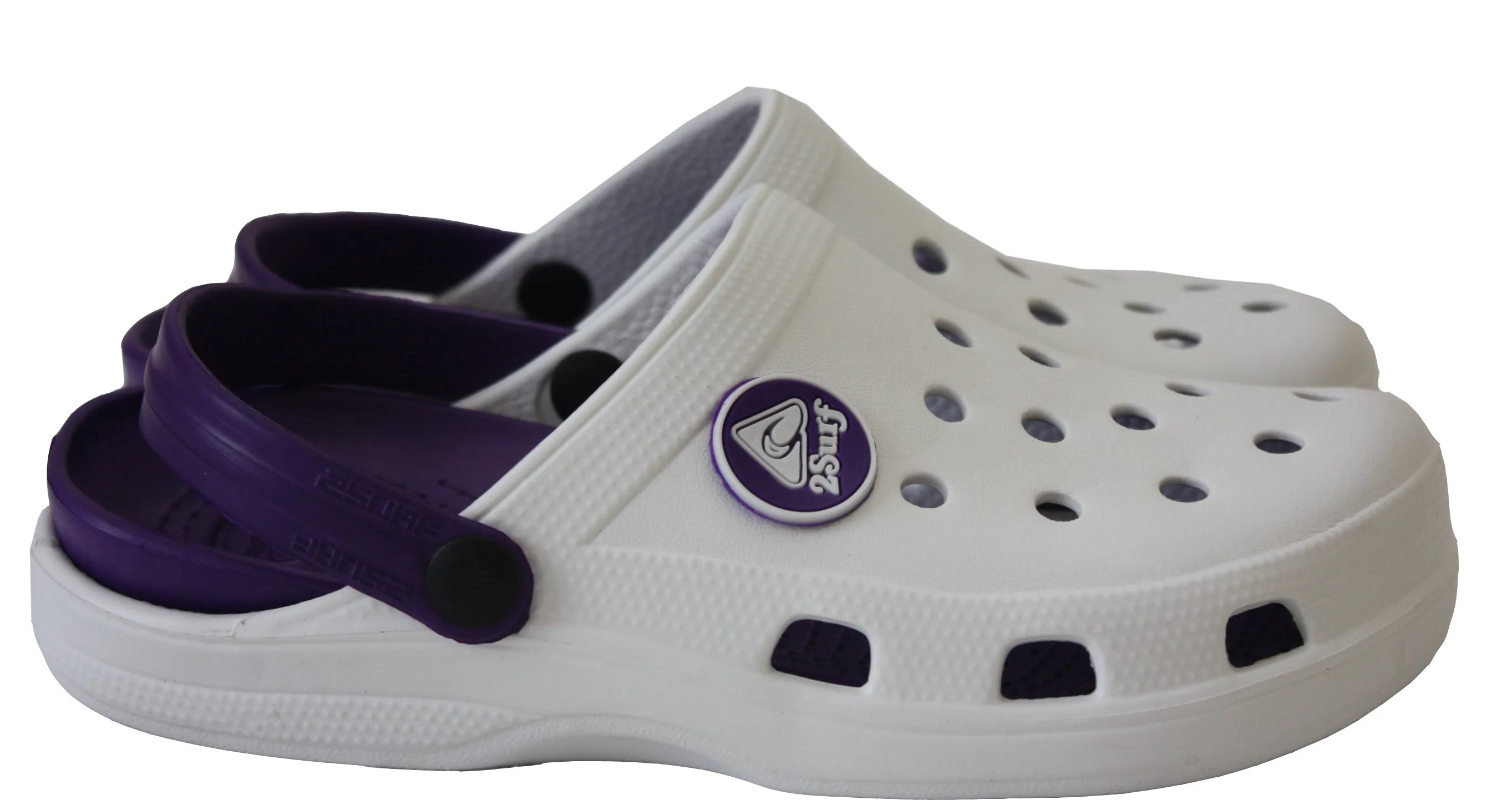 Womens Lightweight EVA Clogs Mules Flip Flops Summer Sandals Garden Beach Slippers Flat Shoes White Purple