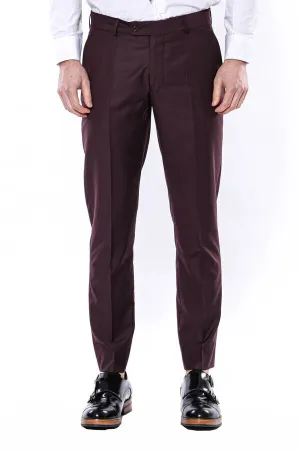 WSS Plain Burgundy Men Trousers  - Singen