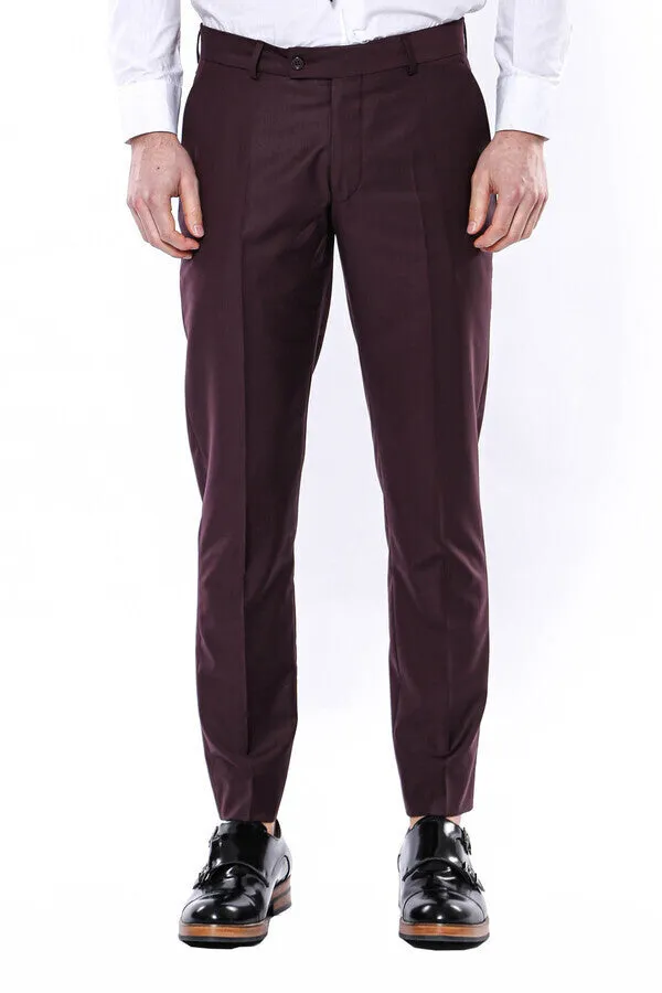 WSS Plain Burgundy Men Trousers  - Singen