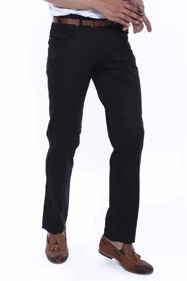 WSS Plain Covered Pockets Suede Black Men Pants  - Singen