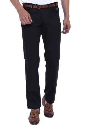 WSS Plain Covered Pockets Suede Black Men Pants  - Singen