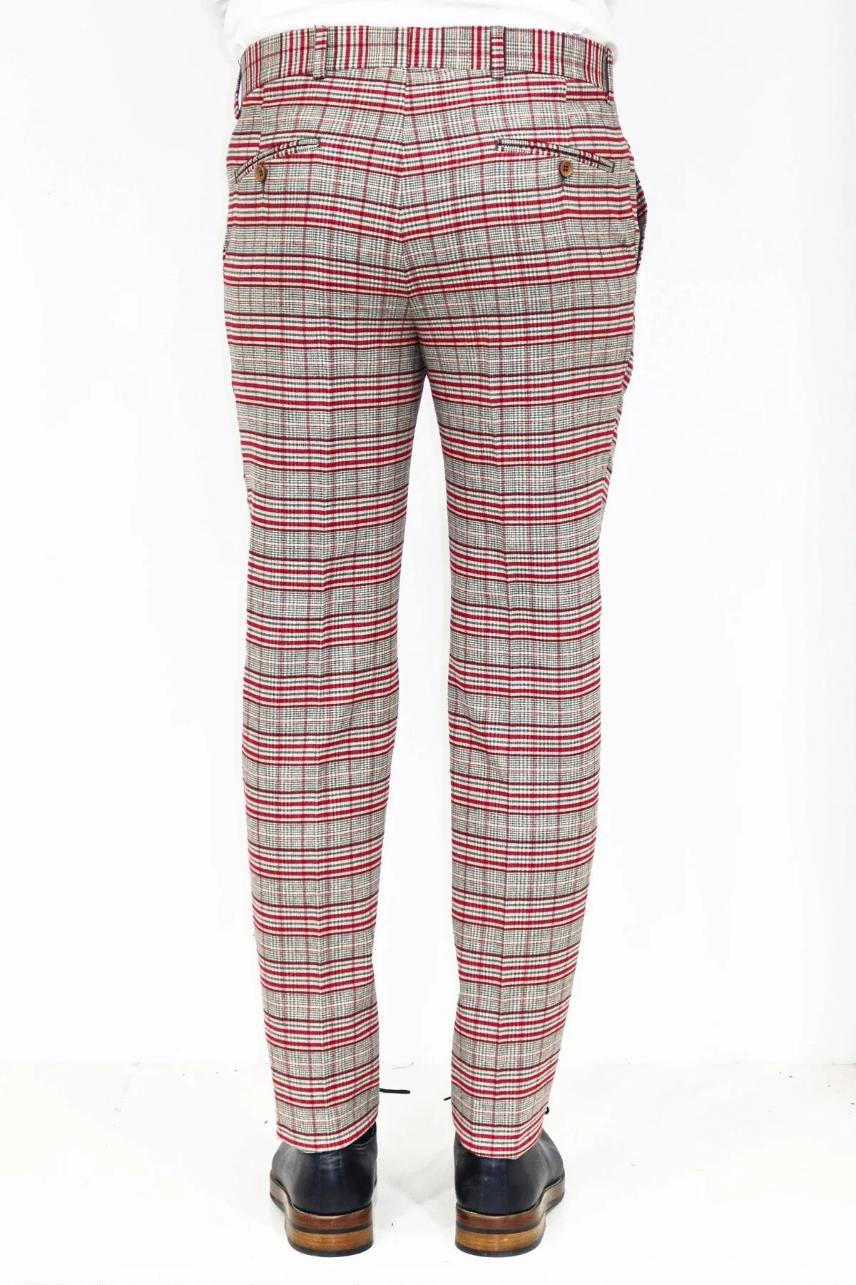WSS Slim Fit Plaid Grey Men Pants  - Singen
